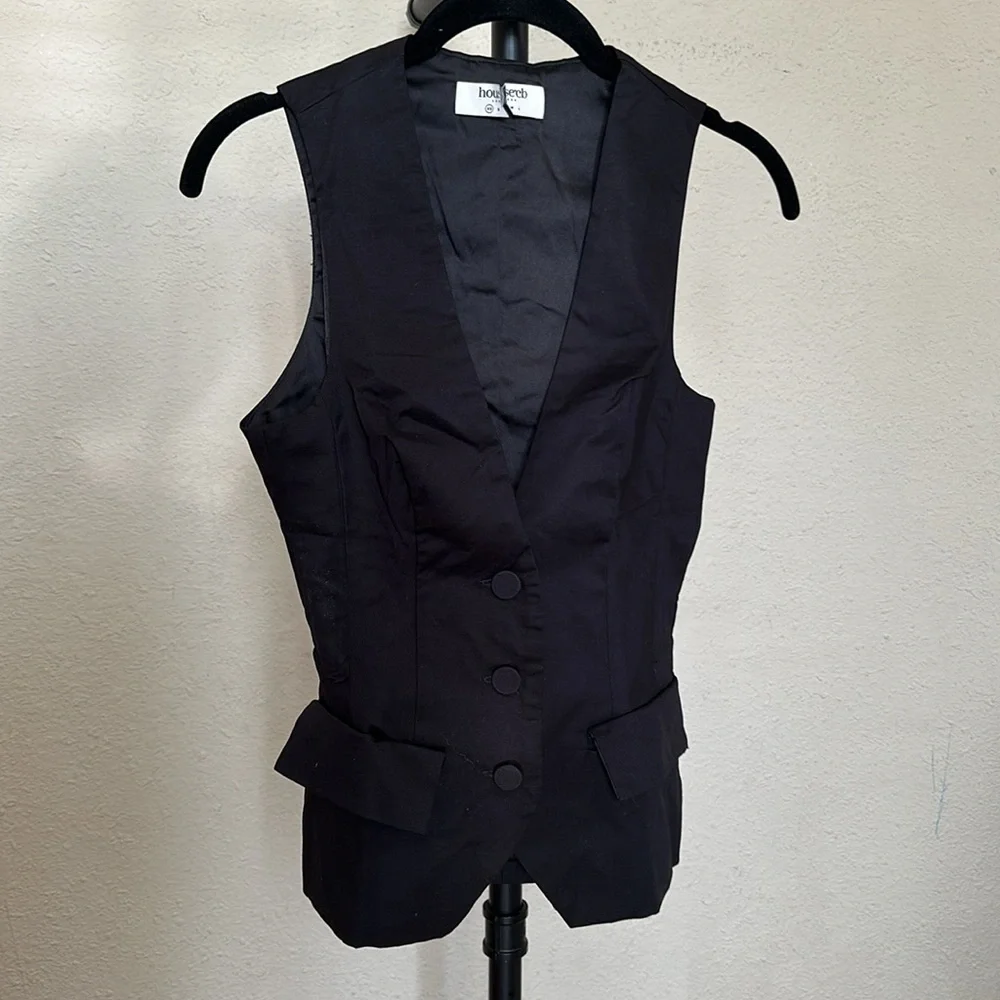 JULIET House of CB BLACK SLEEVELESS TUXEDO TOP NWOT blazer suit $139 size‎ XS